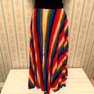Forever 21 L Chiffon Long Skirt Stripes Multicolor